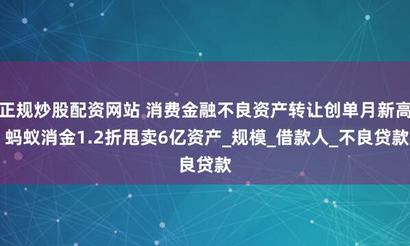 正规炒股配资网站 消费金融不良资产转让创单月新高 蚂蚁消金1.2折甩卖6亿资产_规模_借款人_不良贷款